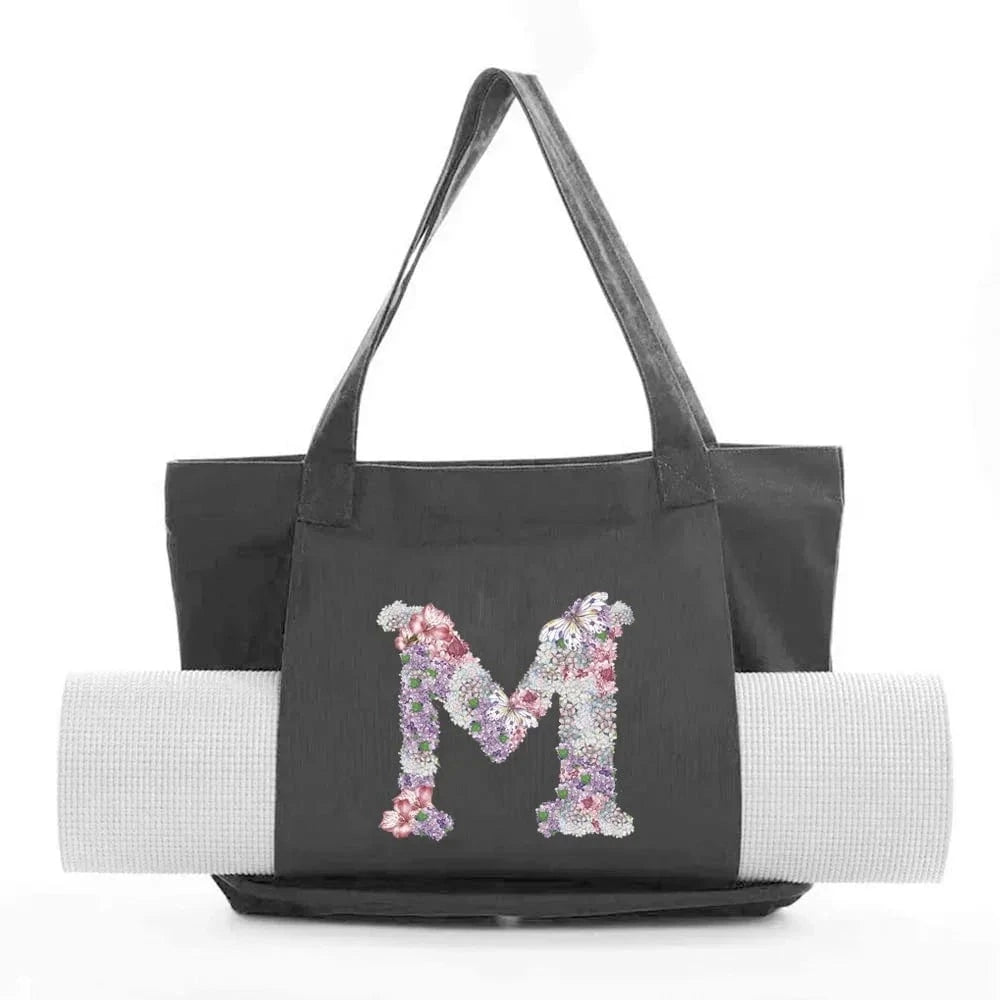 Sac de Yoga | Yogi Lettre Noir : élégant et fonctionnel rose flower M