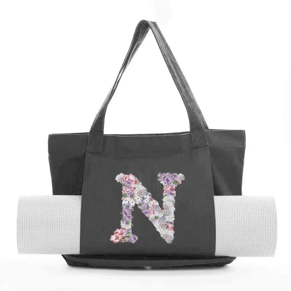 Sac de Yoga | Yogi Lettre Noir : élégant et fonctionnel rose flower N
