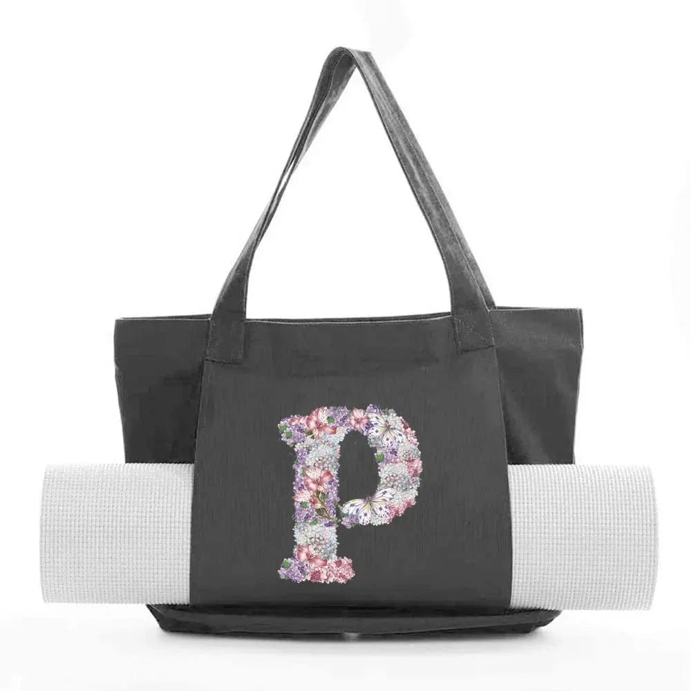Sac de Yoga | Yogi Lettre Noir : élégant et fonctionnel rose flower P