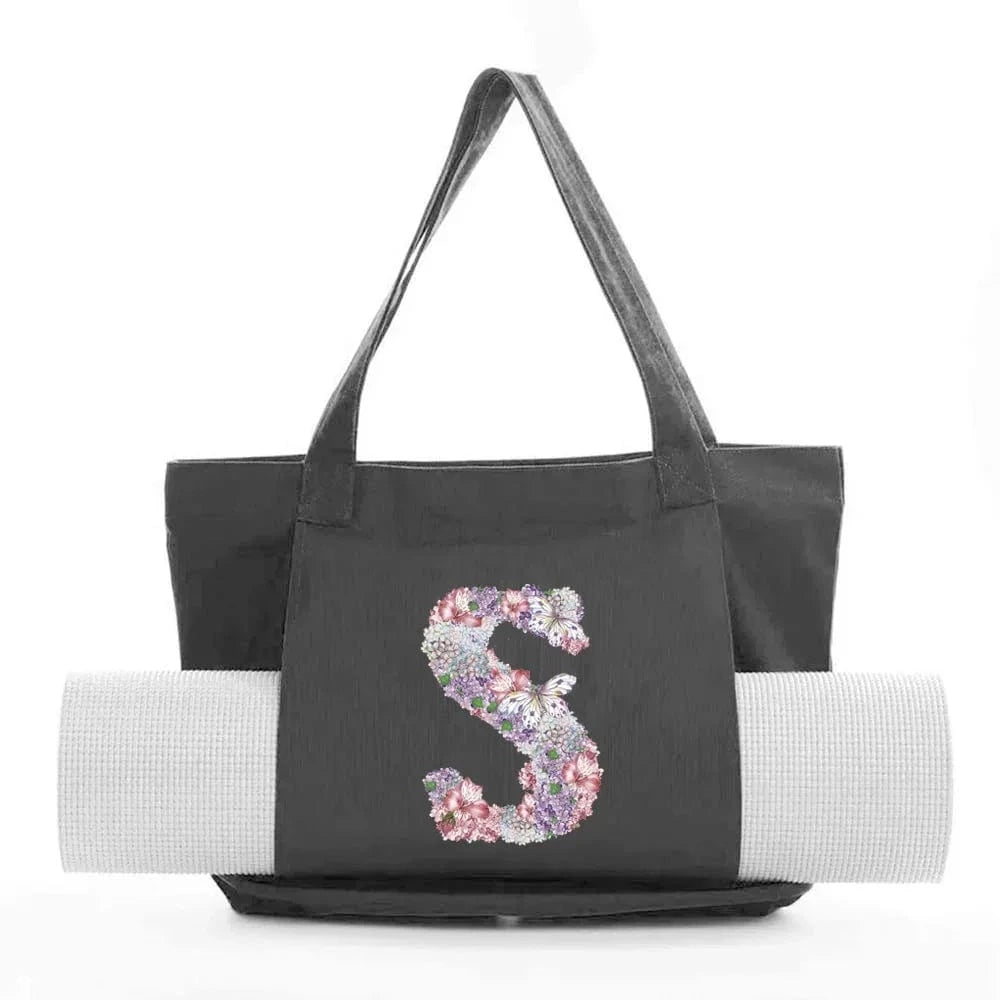 Sac de Yoga | Yogi Lettre Noir : élégant et fonctionnel rose flower S