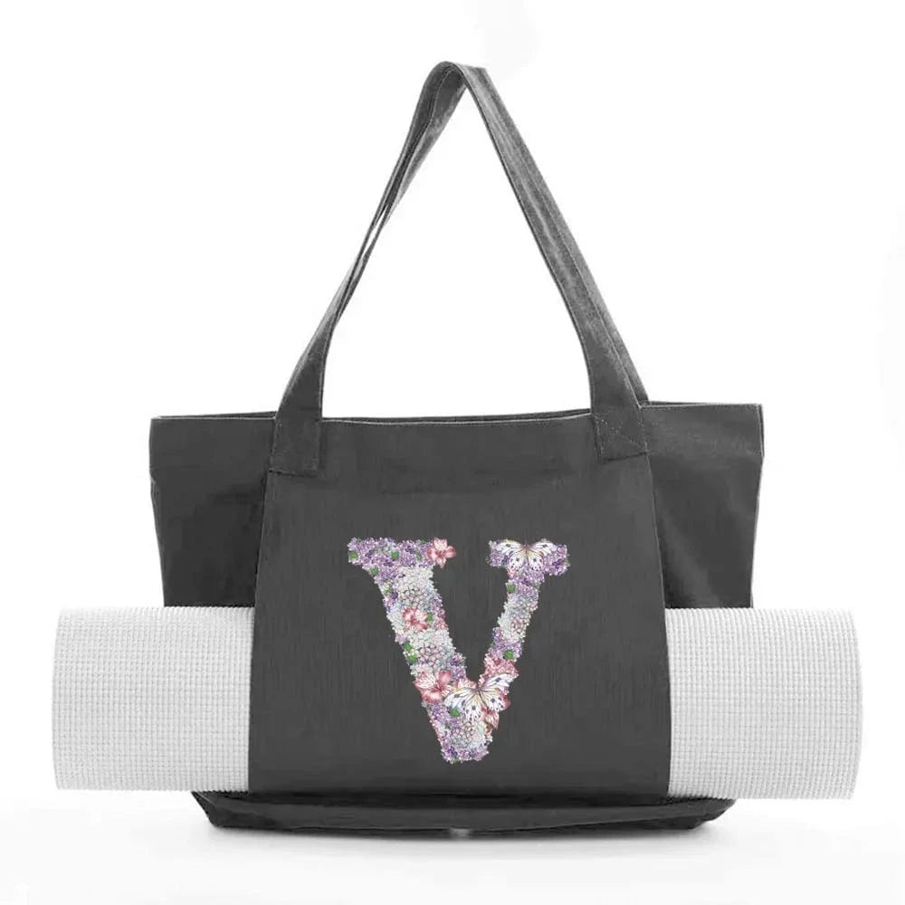 Sac de Yoga | Yogi Lettre Noir : élégant et fonctionnel rose flower V