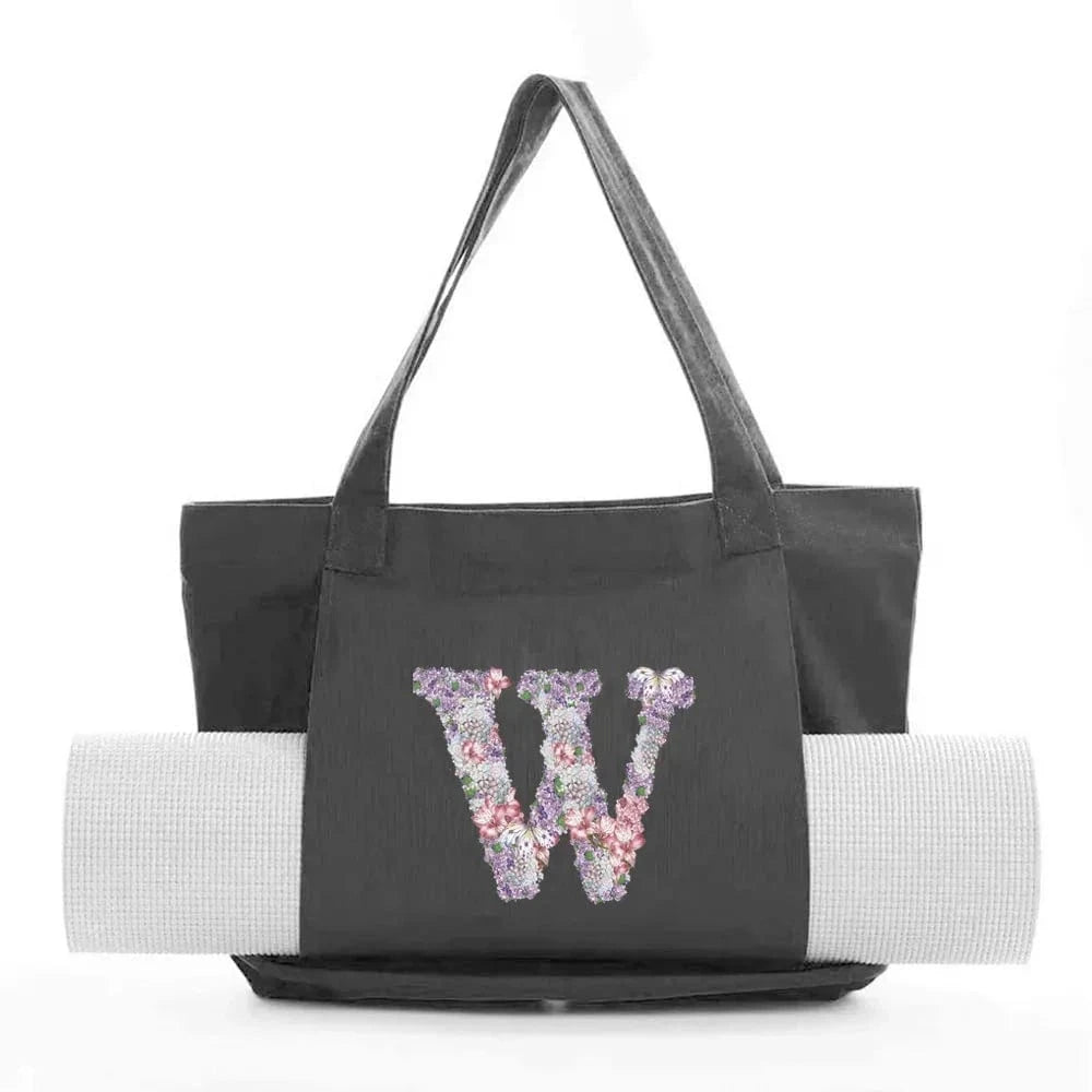 Sac de Yoga | Yogi Lettre Noir : élégant et fonctionnel rose flower W