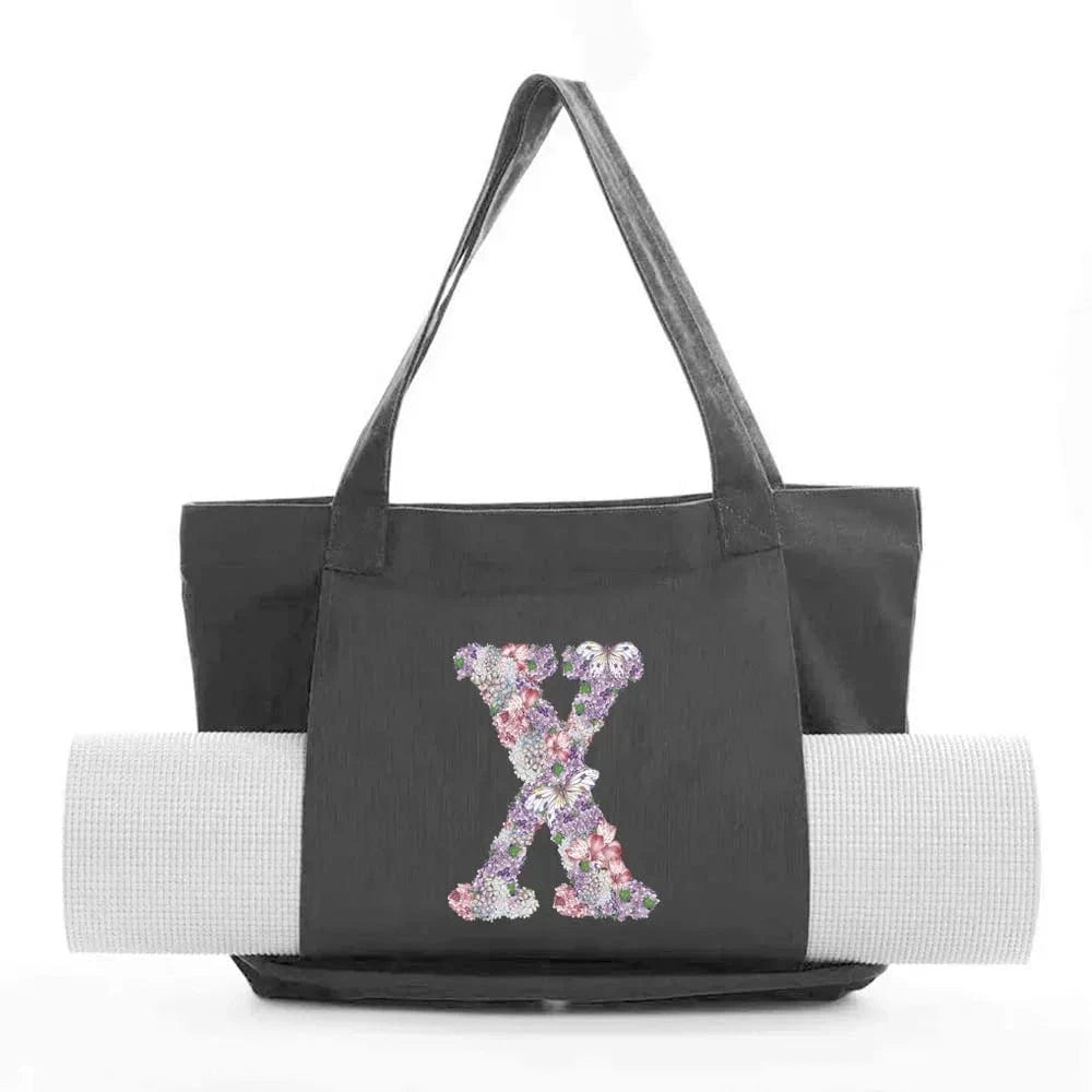 Sac de Yoga | Yogi Lettre Noir : élégant et fonctionnel rose flower X