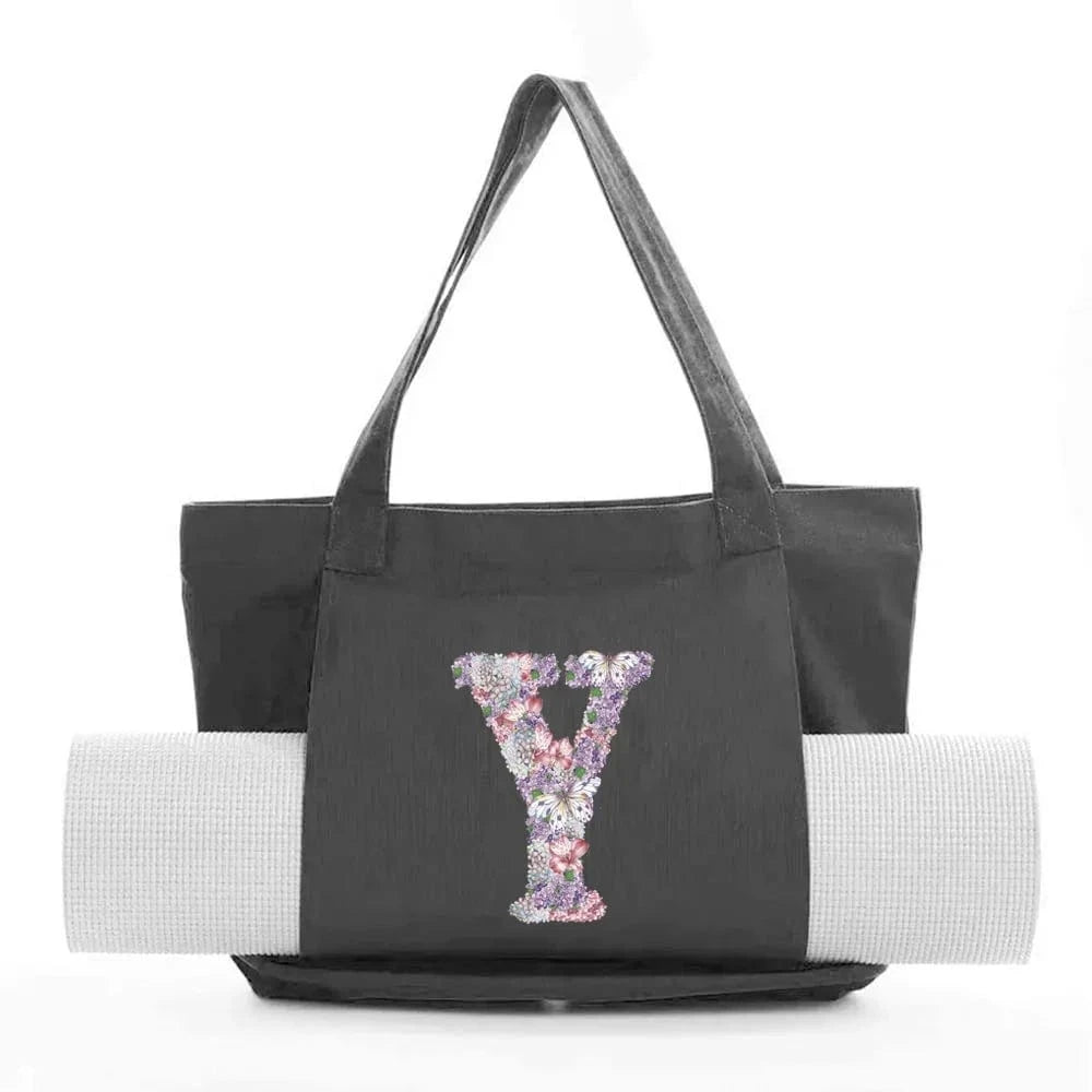 Sac de Yoga | Yogi Lettre Noir : élégant et fonctionnel rose flower Y