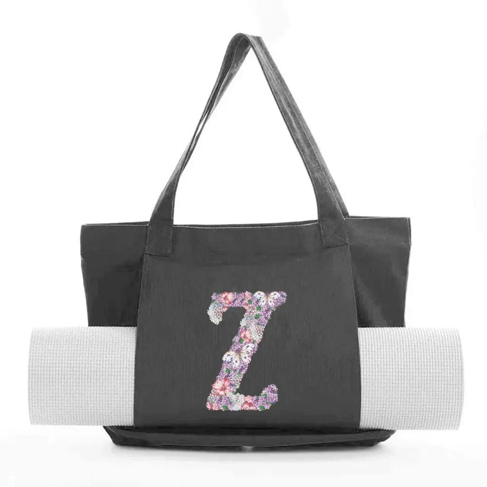 Sac de Yoga | Yogi Lettre Noir : élégant et fonctionnel rose flower Z