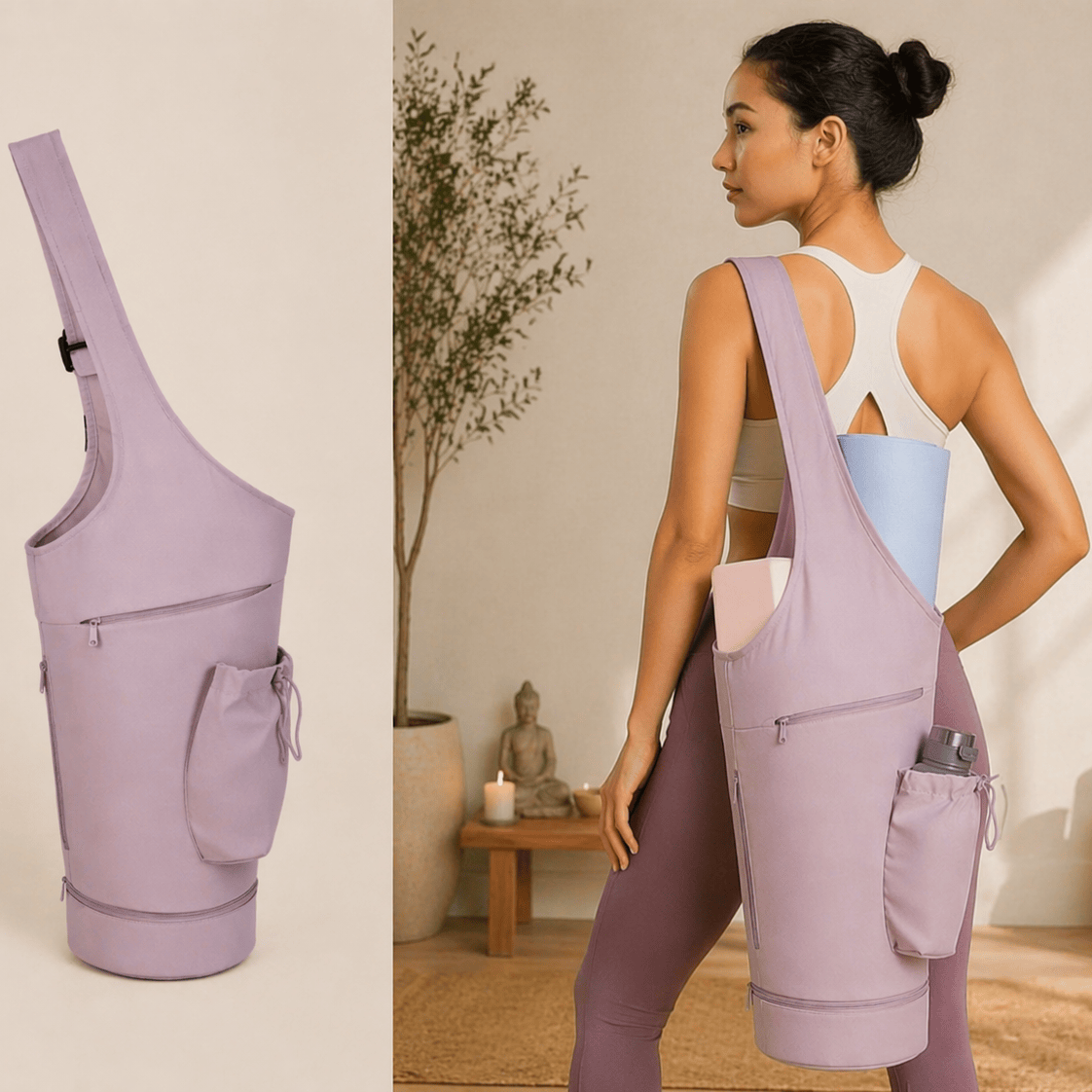 Sac pour tapis de yoga | Large Yogi : sac yoga pratique et spacieux  Rose