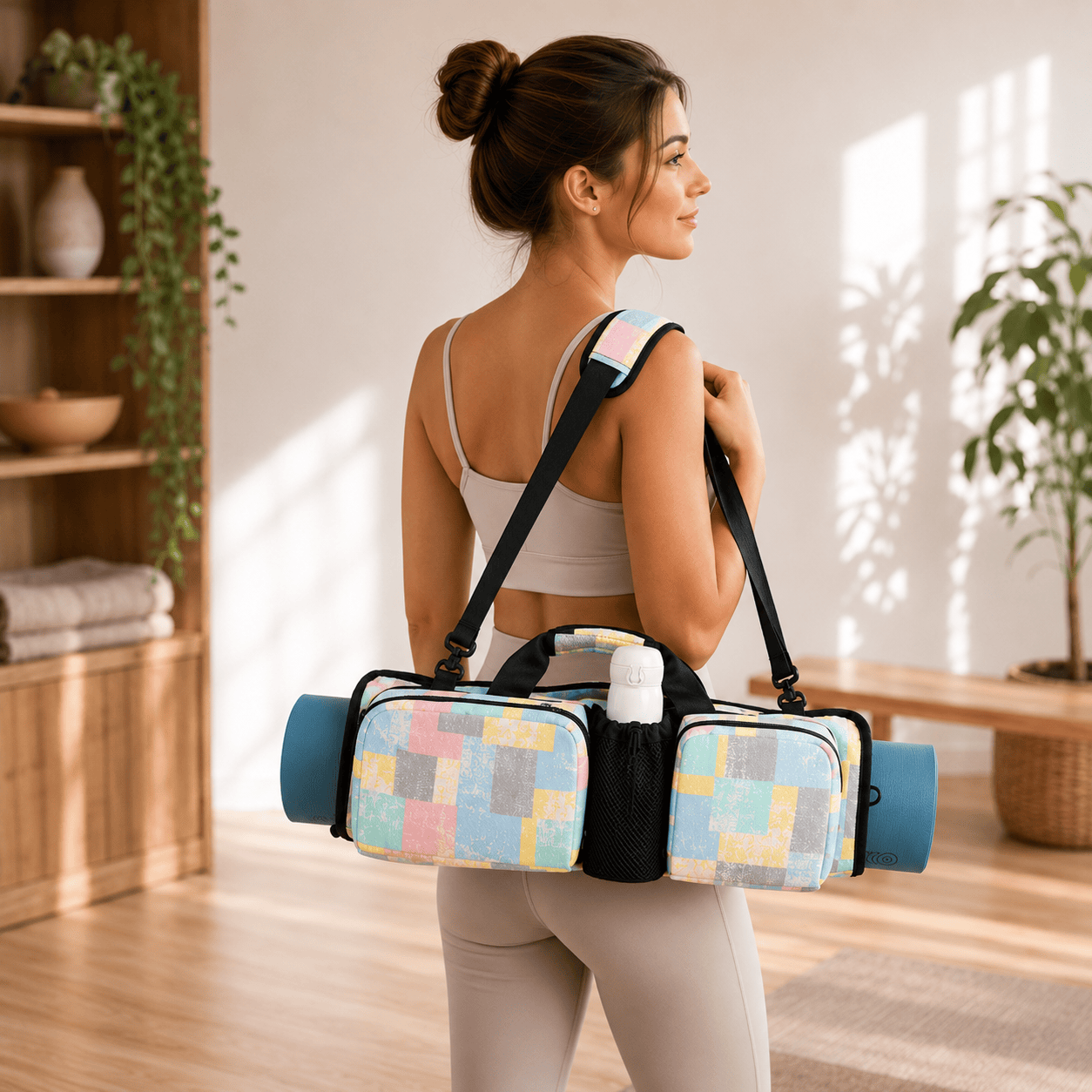 Sac Tapis de Yoga Bohème Multipoche & Gourde | ZenYopi