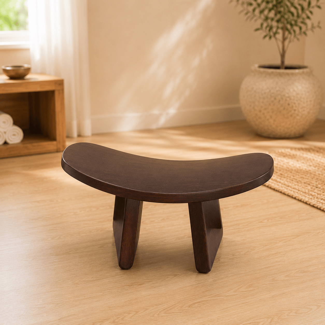 Tabouret Yoga | Méditation Bois Foncé 16cm : idéal pour votre soutien Brown foncé 42X21X16CM