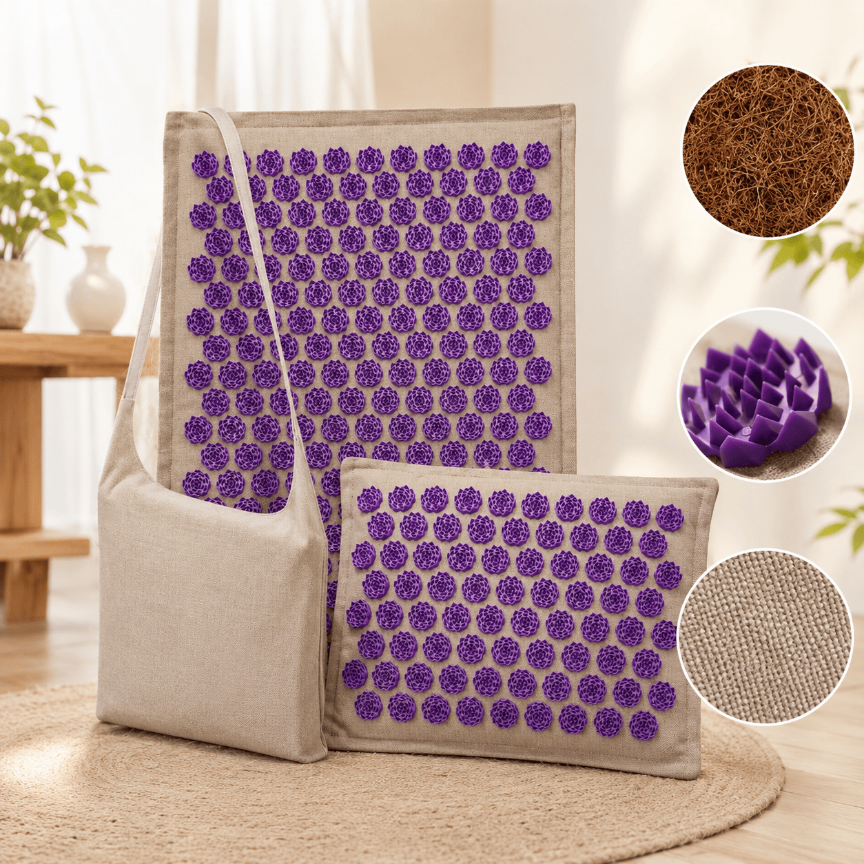 Tapis d'acupression | Set Purple 3 Pièces : relaxation immédiate 3pcs set purple