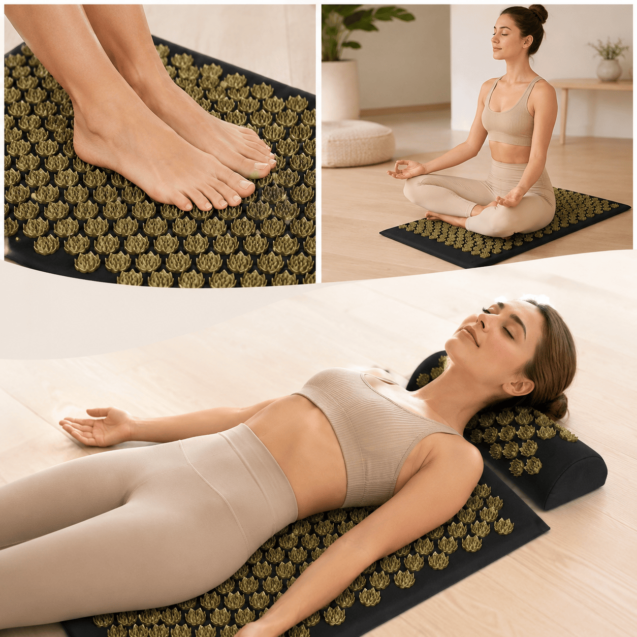 Tapis d'acupression | Set Relax 4 pièces : kit complet pour relaxation Set 4 pièces