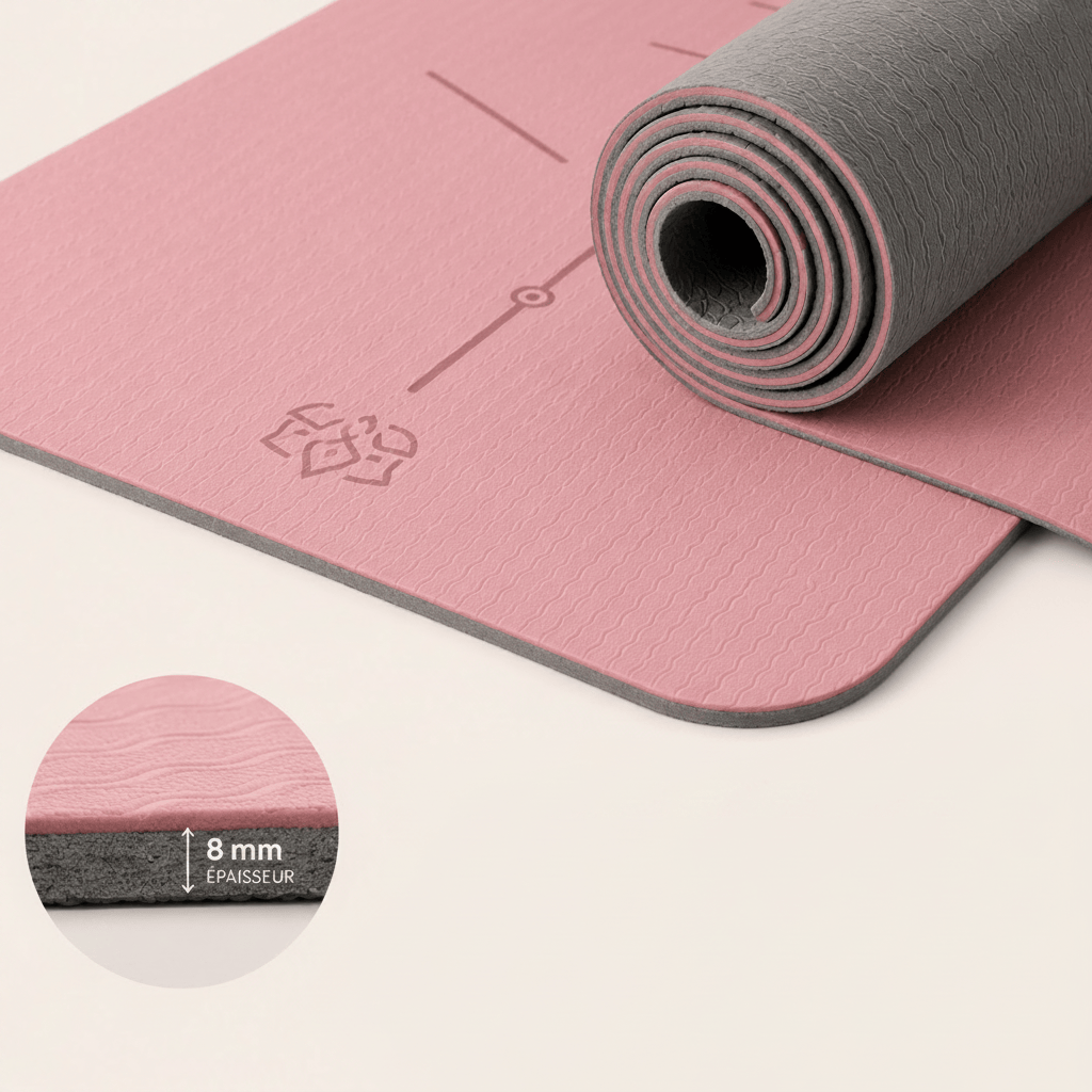 Tapis de Yoga | Confort 8mm : Antidérapant & Stabilité | Zenyopi