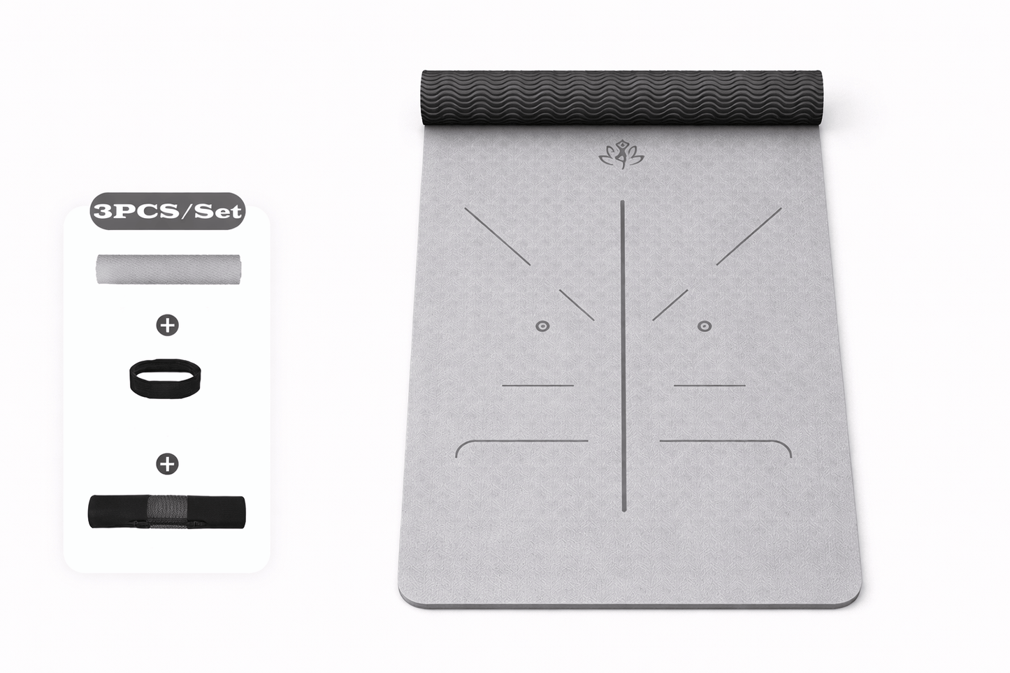 Tapis de Yoga | Confort 8mm : Antidérapant & Stabilité | Zenyopi Gris