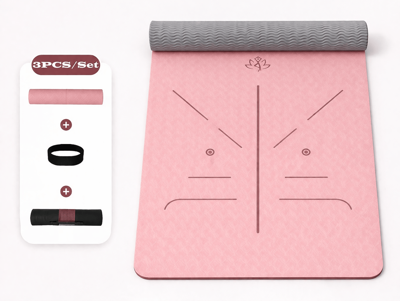 Tapis de Yoga | Confort 8mm : Antidérapant & Stabilité | Zenyopi Rose