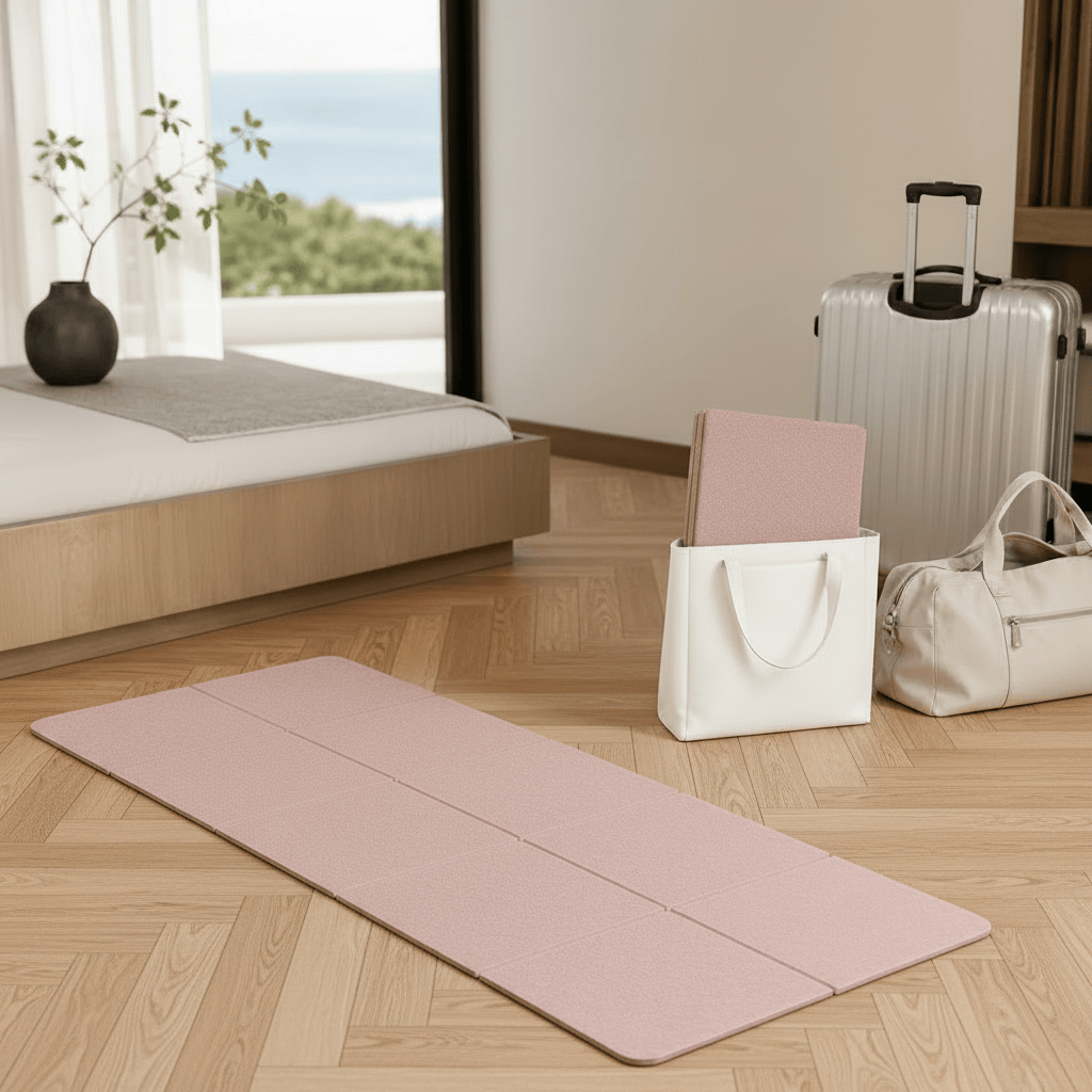 Tapis de Yoga de Voyage 4mm Pliable & Compact | ZenYopi Coral powder