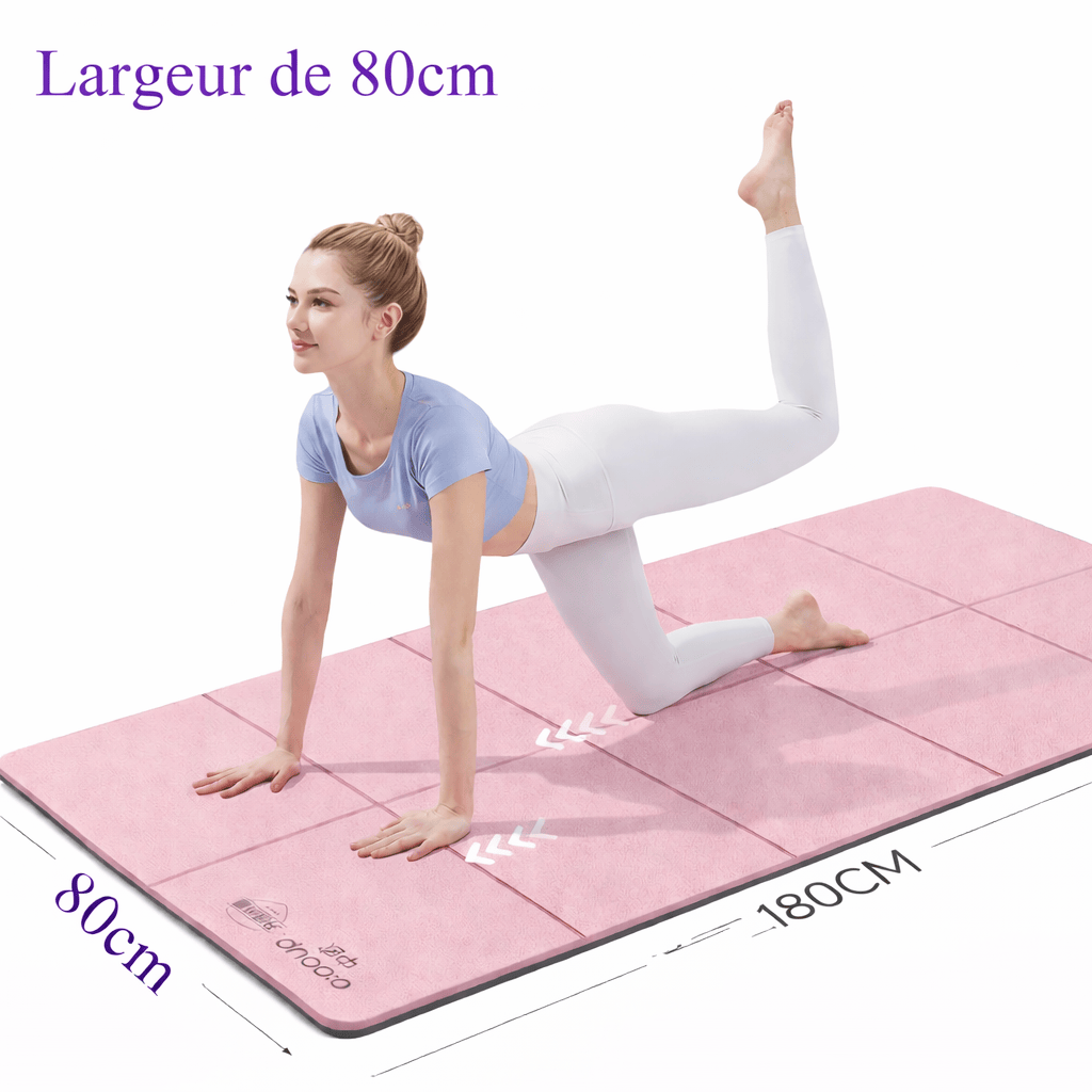 Tapis de Yoga Large 80cm | 183x80 : confort 6mm, rangement facile 80cm Rose 6mm