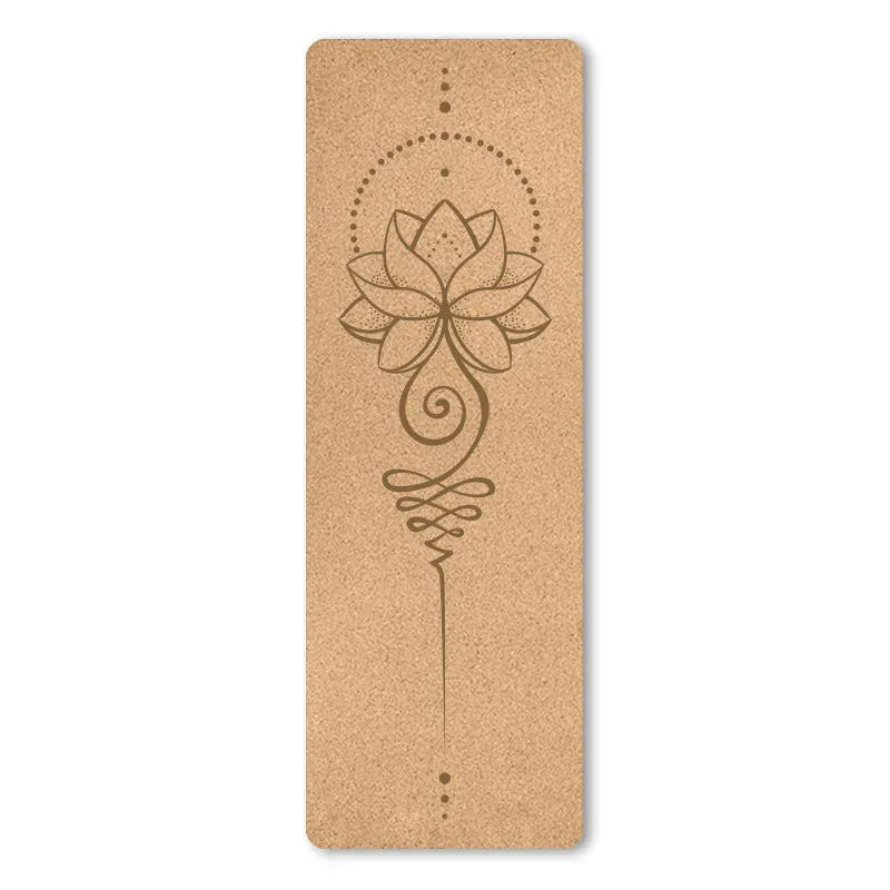 Tapis Yoga Liège Naturel Lotus 6mm : Antidérapant & Confort Débutant Lotus / 183cmX57cmX6mm