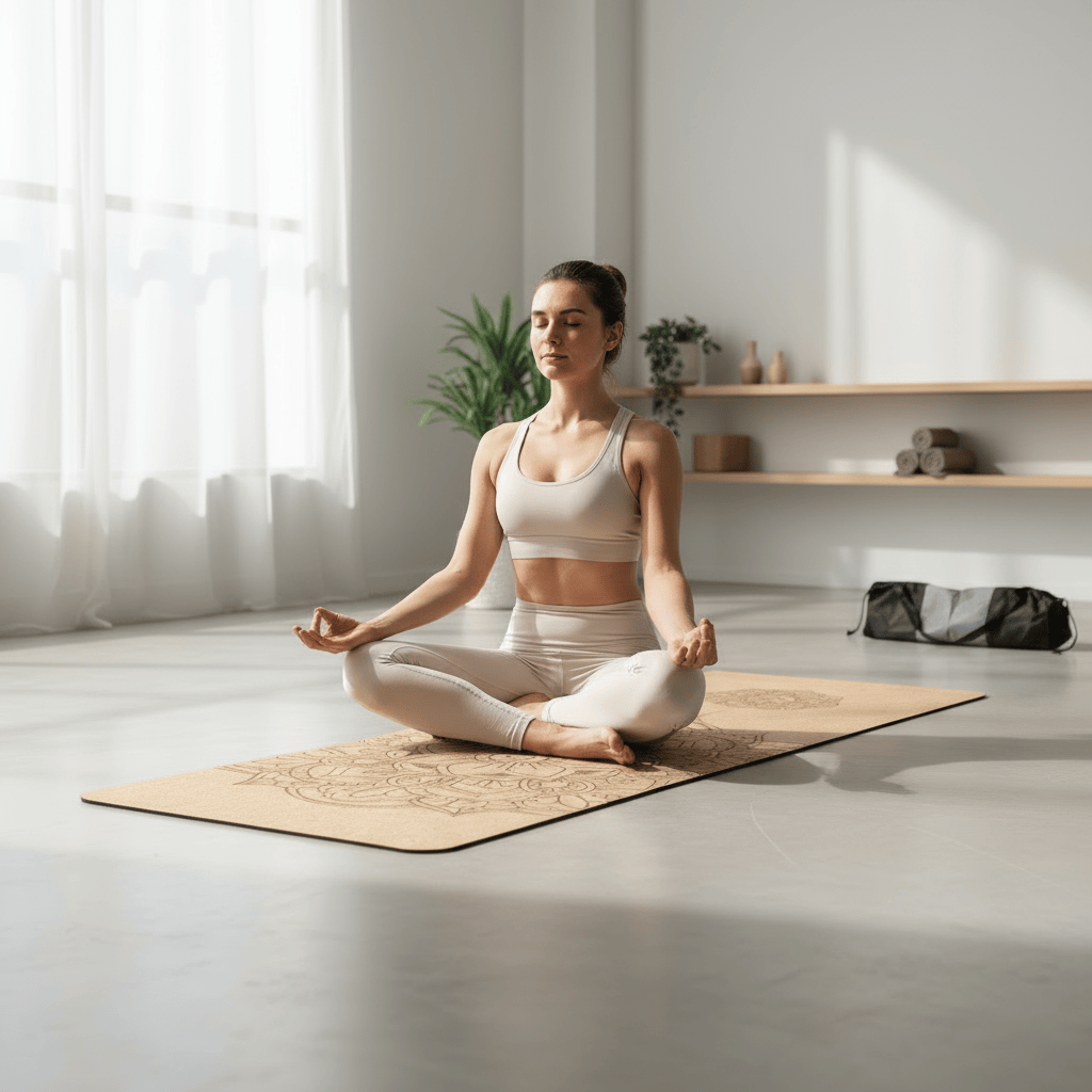 Tapis Yoga Liége | Naturel Mandala 4mm 2PCS : confort et style Mandala with bag