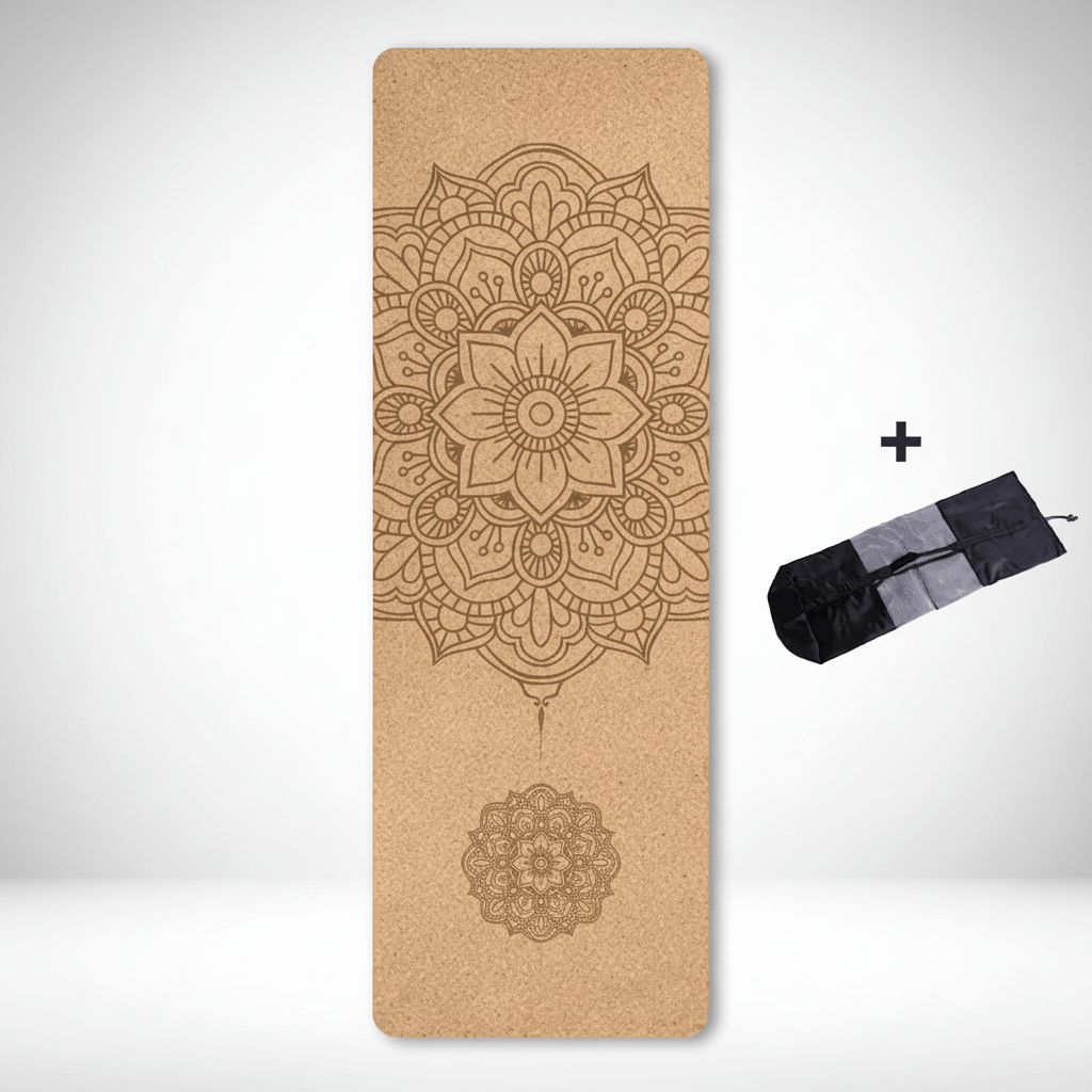 Tapis Yoga Liége | Naturel Mandala 4mm 2PCS : confort et style Mandala with bag