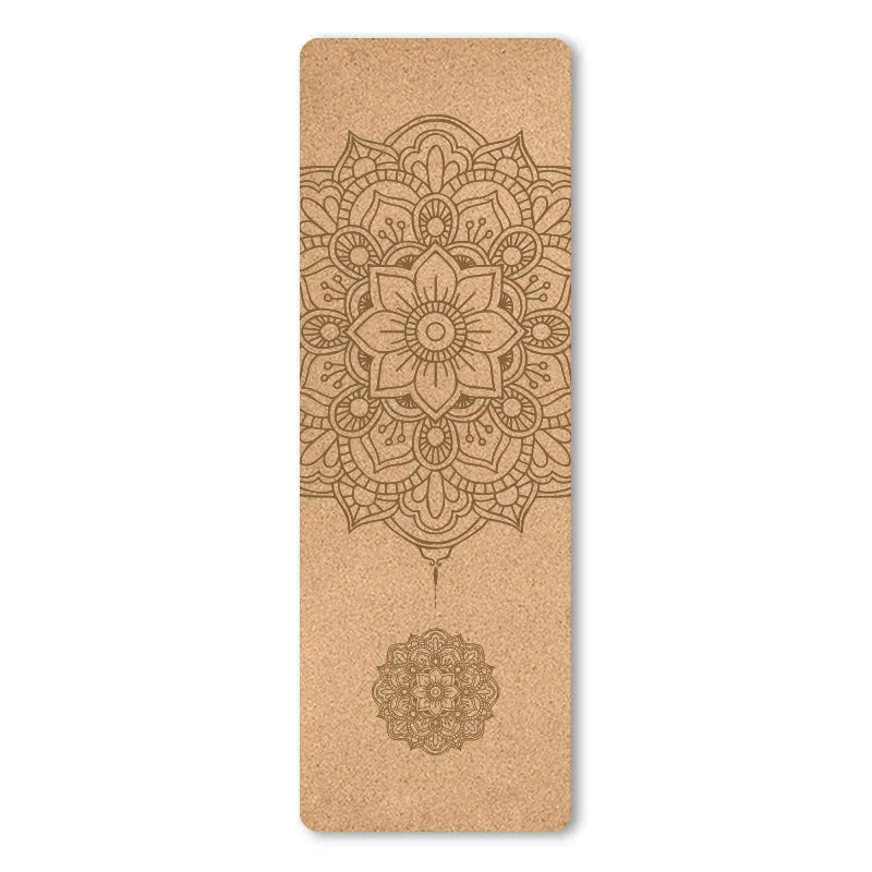 Tapis Yoga Liège Naturel Mandala 6mm | Antidérapant & Confort Débutant Mandala / 183cmX57cmX6mm