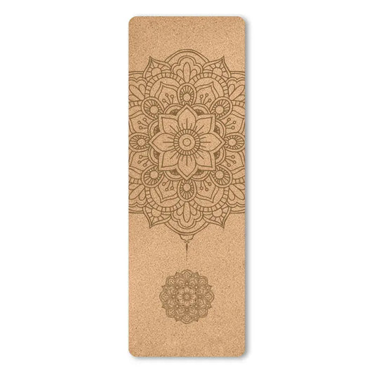 Tapis Yoga Liège Naturel Mandala 6mm | Antidérapant & Confort Débutant Mandala / 183cmX57cmX6mm