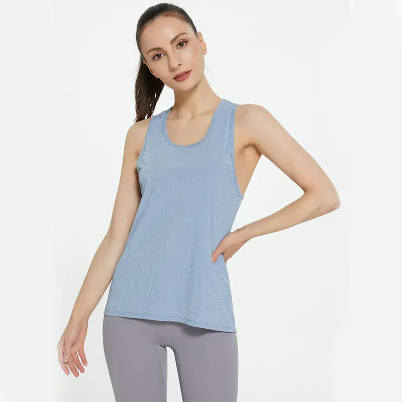 Tee Shirt Yoga Femme | Zen Yoga Beauty : design dos ajouré, respirant Beauty bleu / XL