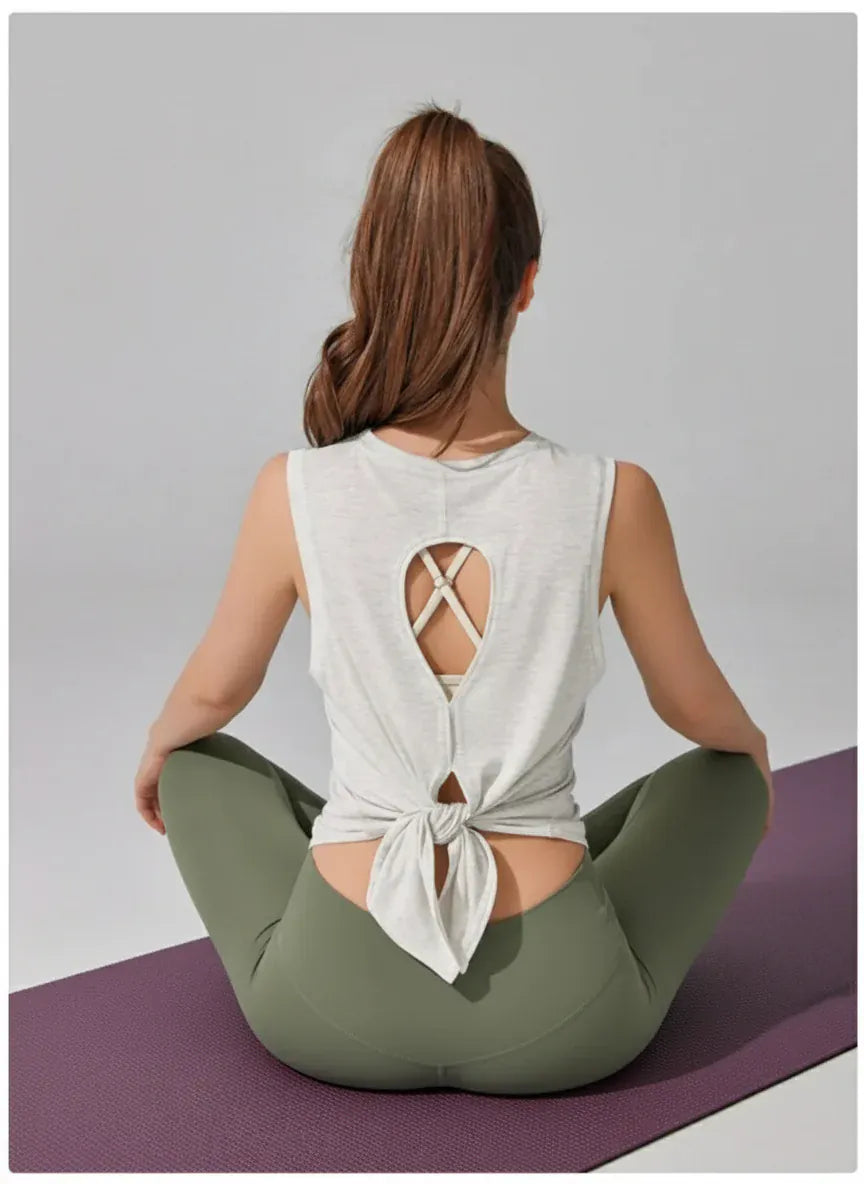 Tee Shirt Yoga Femme | Zen Yoga Bird : style dos croisé respirant 
