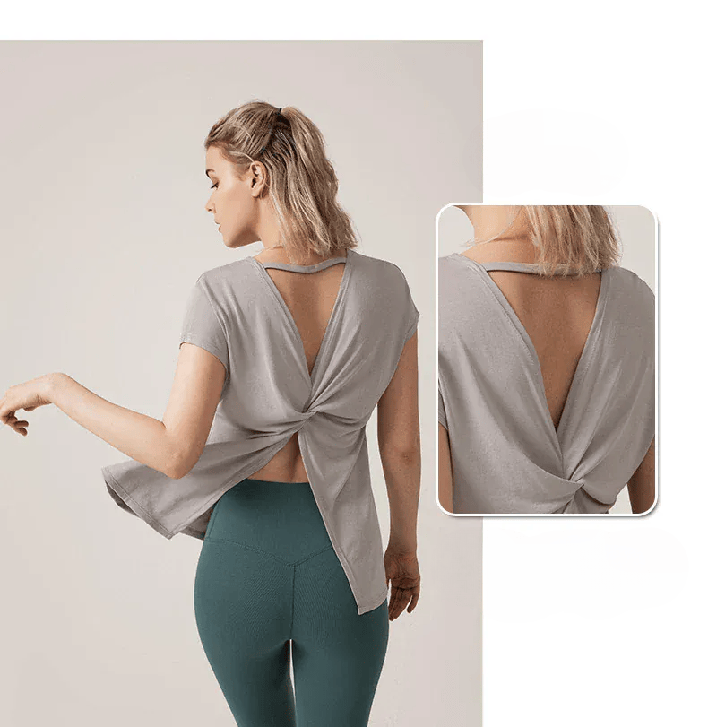 Tee Shirt Yoga Femme | Zen Yoga Fly : design dos noué, style fluide